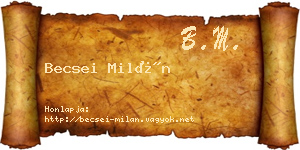 Becsei Milán névjegykártya