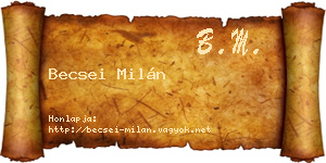 Becsei Milán névjegykártya